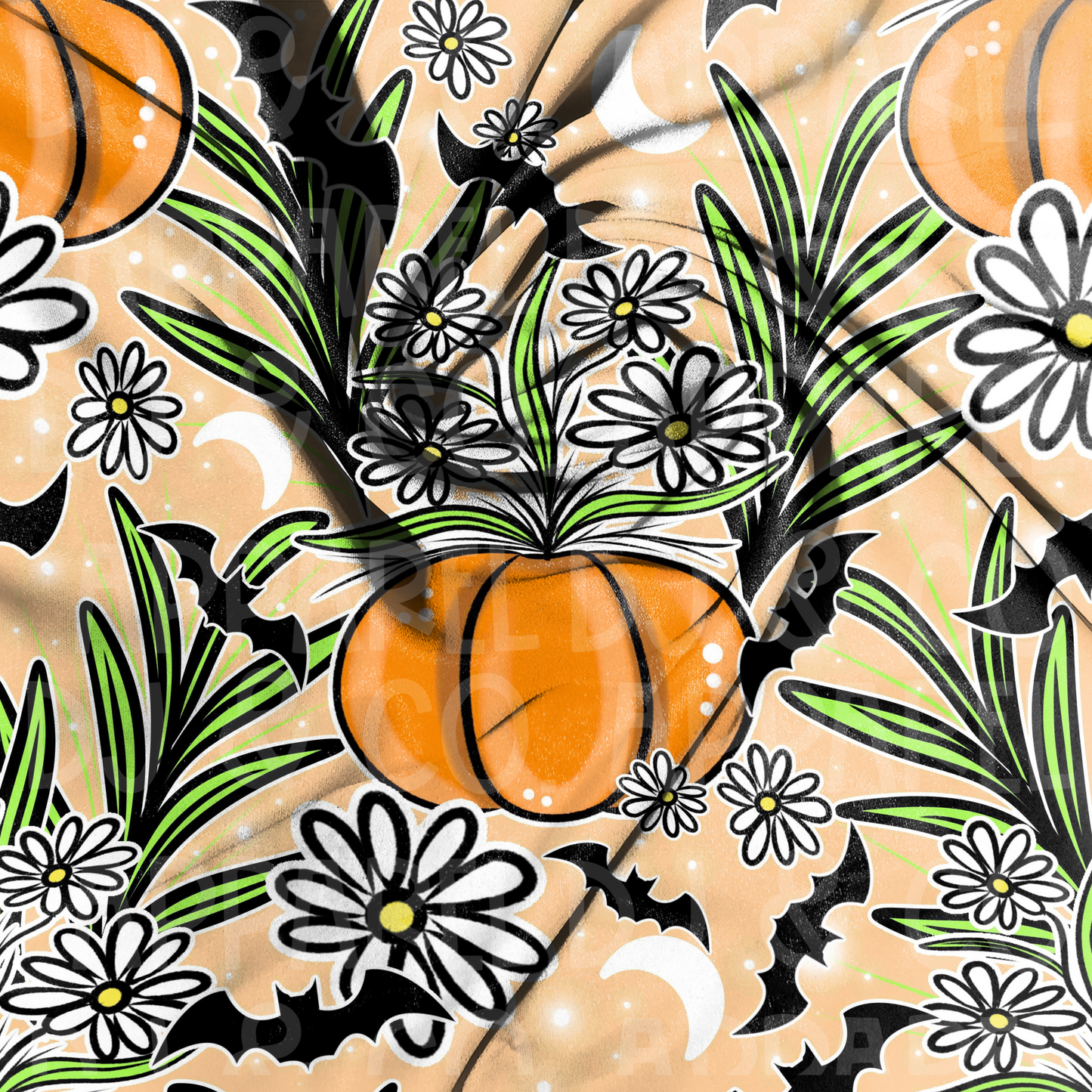 Floral pumpkins & bats