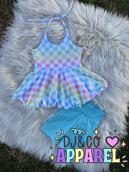 Halter Peplum & biker shorts