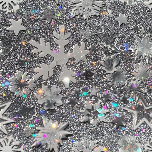 Grey snowfake glitter