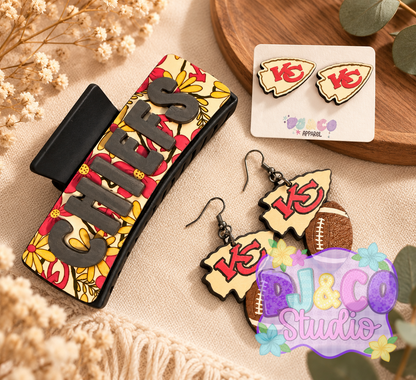 Team Claw Clip/earring Bundle