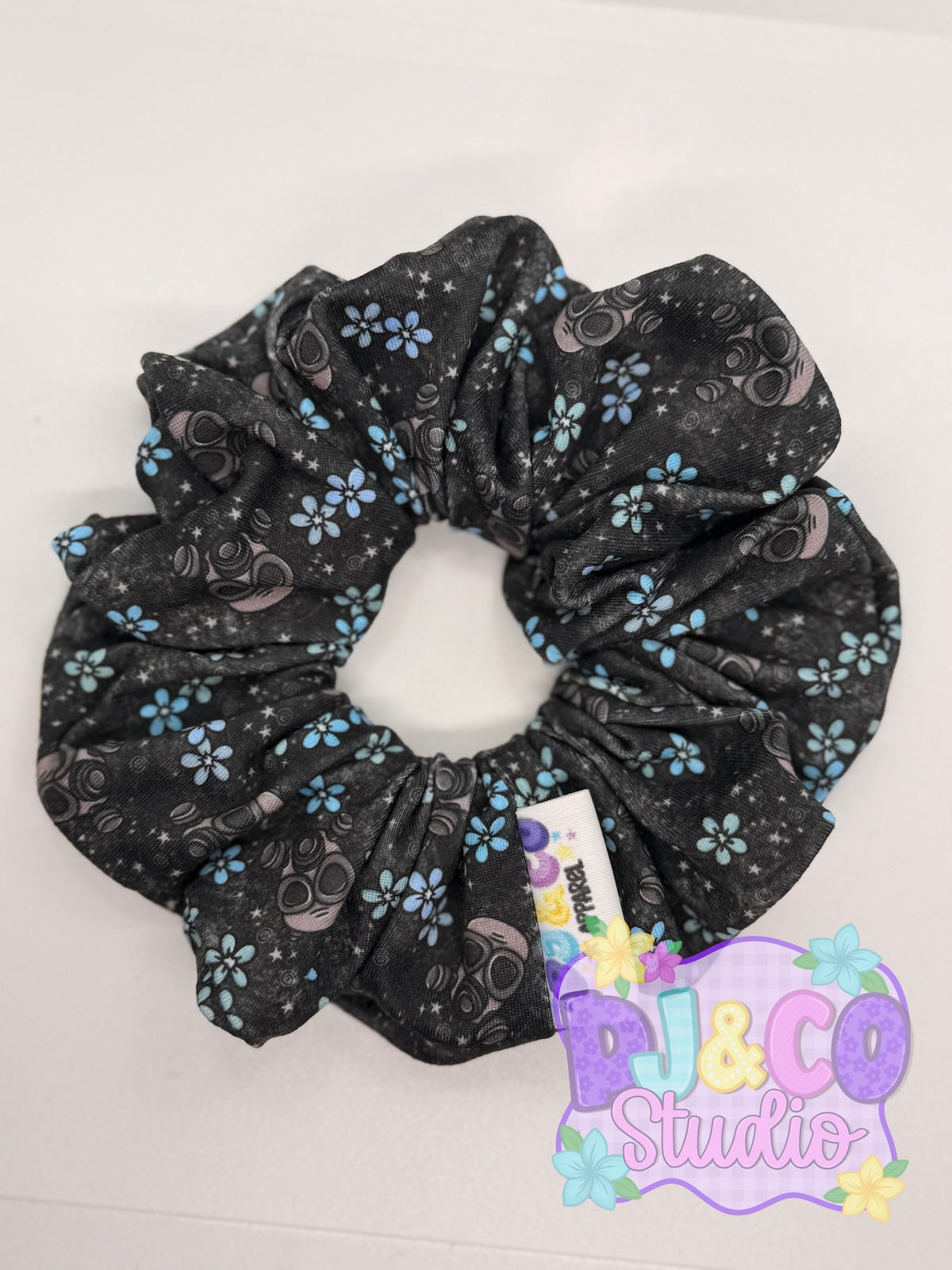 Black floral scrunchie