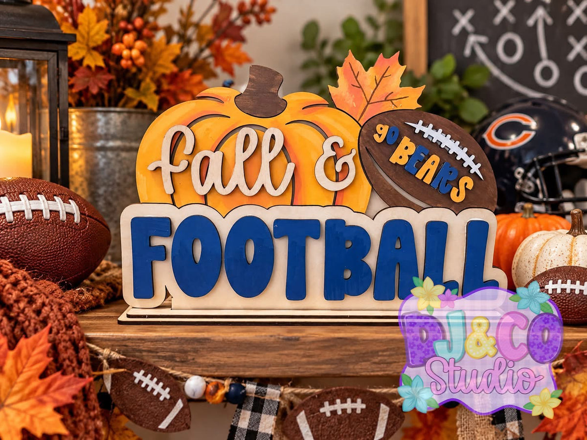 Fall & Football Shelf Decor 12” wide