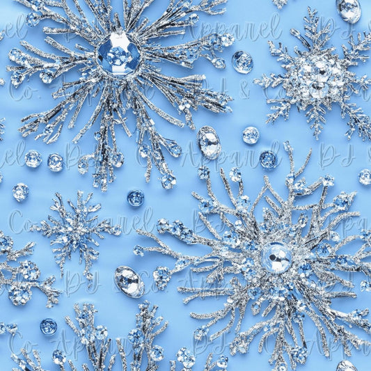 Blue bling snowflakes