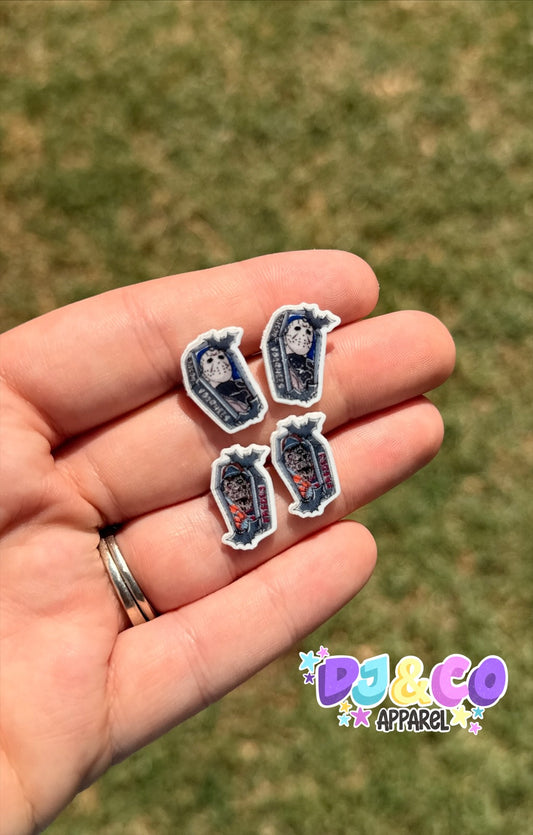 Horror coffin stud earrings