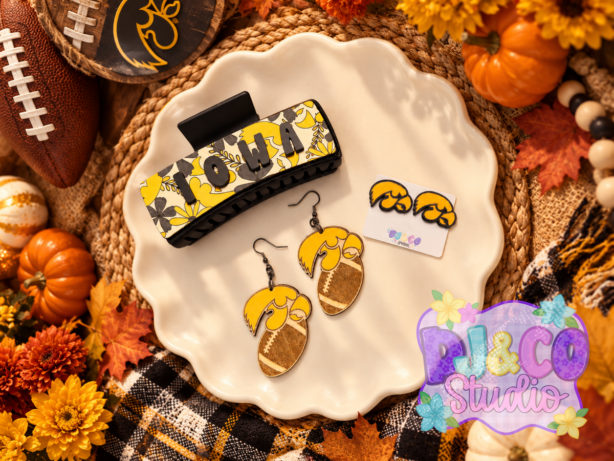 Team Claw Clip/earring Bundle