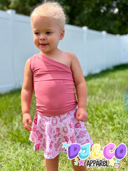One Shoulder tank & Skirted Bummies