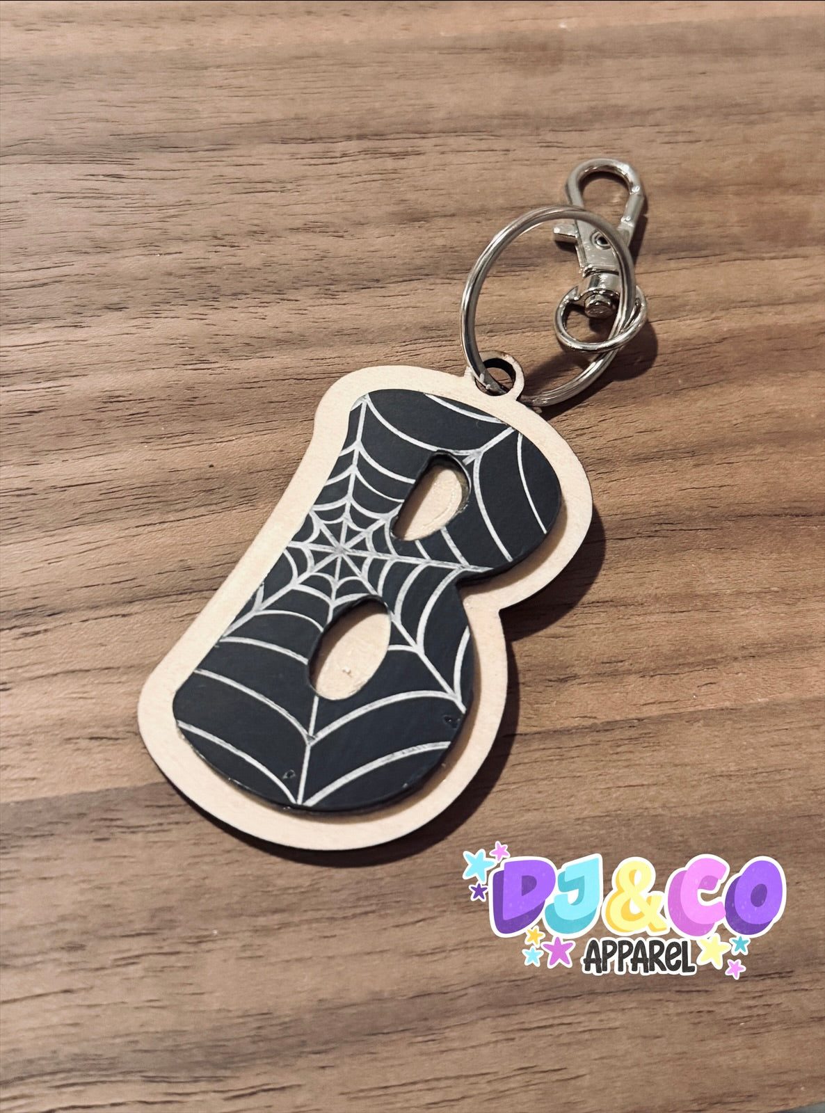 Spiderweb Initial Keychain