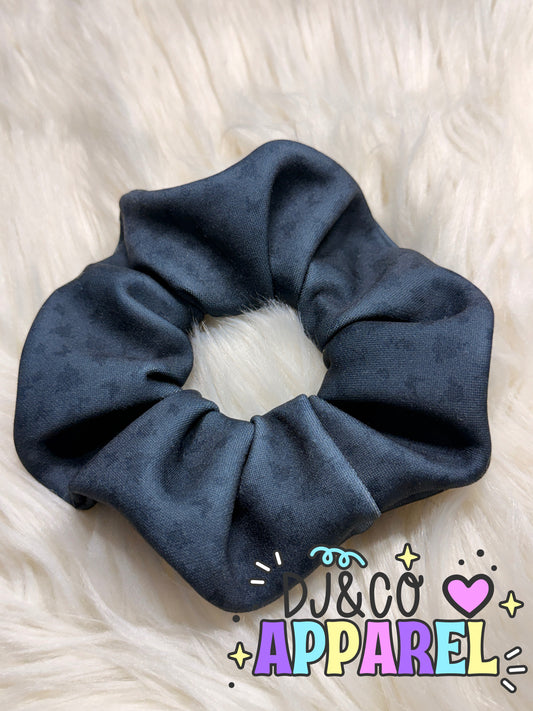 Subtle black floral scrunchie